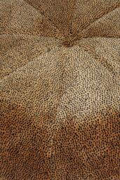 Orsina Leopard Print Pouffe, Round Velvet Footstool with Segmented Design, Luxe Occasional Seating for Living Room in Brown - thumbnail 5