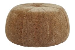 Orsina Leopard Print Pouffe, Round Velvet Footstool with Segmented Design, Luxe Occasional Seating for Living Room in Brown - thumbnail 1