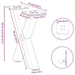 Berkfield Home Coffee Table Legs X-Shaped 2 pcs Natural Steel 37x(30-31) cm Steel in Brown - thumbnail 9