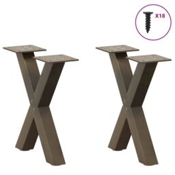 Berkfield Home Coffee Table Legs X-Shaped 2 pcs Natural Steel 37x(30-31) cm Steel in Brown - thumbnail 3