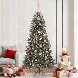 Berkfield Home Artificial Christmas Tree with Stand Green 114 x 114 x 210 cm - thumbnail 1