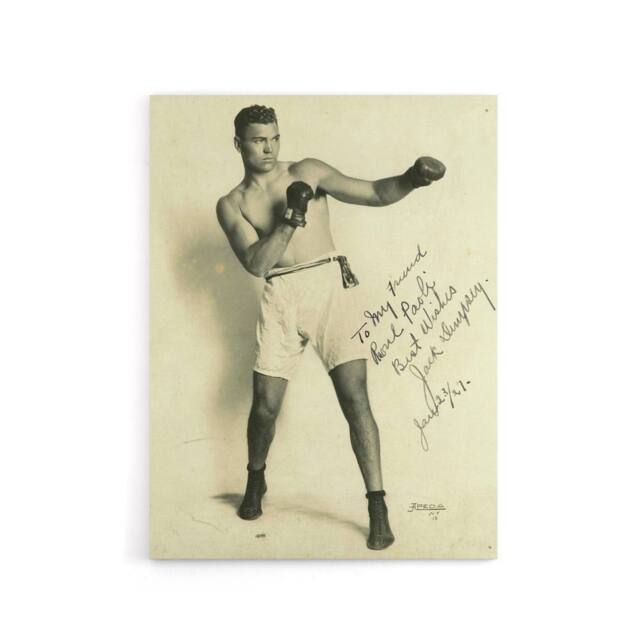 "Artery8 Boxer Mauler Jack Dempsey Canvas Wall Art Print in Beige - Size: W18"" x H24""" - image 1
