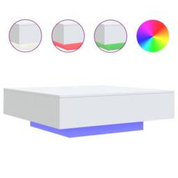 Berkfield Home Modern Coffee Table with LED Lights White 100x100x31 cm - Size: 100 x 100 x 31 cm - thumbnail 3