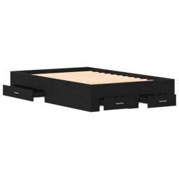 Berkfield Home Bed Frame with Drawers Black Oak 120x200 cm Engineered Wood - thumbnail 5