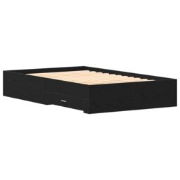 Berkfield Home Bed Frame with Drawers Black Oak 120x200 cm Engineered Wood - thumbnail 8