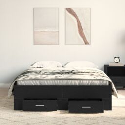 Berkfield Home Bed Frame with Drawers Black Oak 120x200 cm Engineered Wood - thumbnail 4