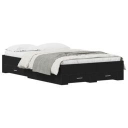 Berkfield Home Bed Frame with Drawers Black Oak 120x200 cm Engineered Wood - thumbnail 3