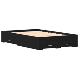Berkfield Home Bed Frame with Drawers Black Oak 120x200 cm Engineered Wood - thumbnail 2
