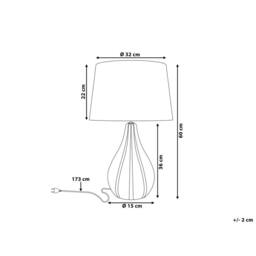 Wyld and Coco 60cm Porcelain Teardrop Table Lamp Faux Silk Drum Shade in White - thumbnail 3