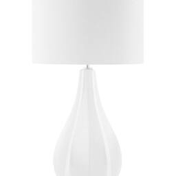 Wyld and Coco 60cm Porcelain Teardrop Table Lamp Faux Silk Drum Shade in White - thumbnail 2