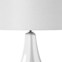 Wyld and Coco 60cm Porcelain Teardrop Table Lamp Faux Silk Drum Shade in White - thumbnail 4