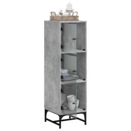 Berkfield Home Highboard with Glass Doors Concrete Grey 35x37x120 cm - Size: 35 x 37 x 120 cm - thumbnail 5