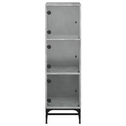 Berkfield Home Highboard with Glass Doors Concrete Grey 35x37x120 cm - Size: 35 x 37 x 120 cm - thumbnail 6