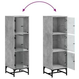 Berkfield Home Highboard with Glass Doors Concrete Grey 35x37x120 cm - Size: 35 x 37 x 120 cm - thumbnail 9