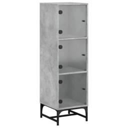 Berkfield Home Highboard with Glass Doors Concrete Grey 35x37x120 cm - Size: 35 x 37 x 120 cm - thumbnail 2