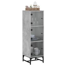 Berkfield Home Highboard with Glass Doors Concrete Grey 35x37x120 cm - Size: 35 x 37 x 120 cm - thumbnail 4