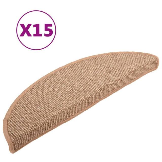 Berkfield Home Carpet Stair Treads 15 pcs Light Brown 65x21x4 cm - Size: Medium - image 1