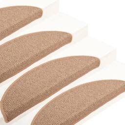 Berkfield Home Carpet Stair Treads 15 pcs Light Brown 65x21x4 cm - Size: Medium - thumbnail 7