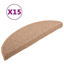 Berkfield Home Carpet Stair Treads 15 pcs Light Brown 65x21x4 cm - Size: Medium - thumbnail 1