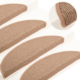 Berkfield Home Carpet Stair Treads 15 pcs Light Brown 65x21x4 cm - Size: Medium - thumbnail 2