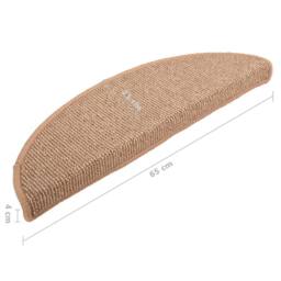 Berkfield Home Carpet Stair Treads 15 pcs Light Brown 65x21x4 cm - Size: Medium - thumbnail 9