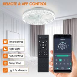 EONLION Large LED Ceiling Fan with Lighting in White - thumbnail 2