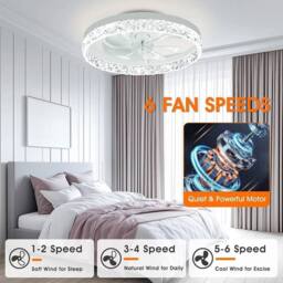 EONLION Large LED Ceiling Fan with Lighting in White - thumbnail 3