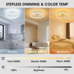 EONLION Large LED Ceiling Fan with Lighting in White - thumbnail 5