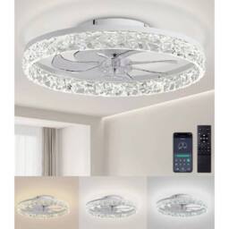 EONLION Large LED Ceiling Fan with Lighting in White