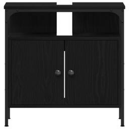 Berkfield Home Decorative Bathroom Sink Cabinet Black Oak 60x30x60 cm Engineered Wood - Size: 60 x 30 x 60 cm - thumbnail 6