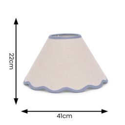 ValueLights Florie Natural Linen Large Tapered Lamp Shade with Scallop Pastel Trim in Blue - thumbnail 4