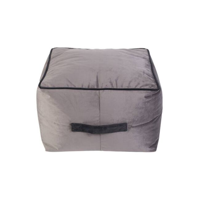Kaikoo Velvet Stool with Contrast Piping Grey - image 1