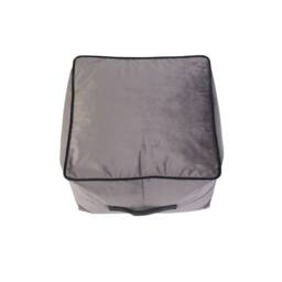 Kaikoo Velvet Stool with Contrast Piping Grey - thumbnail 3