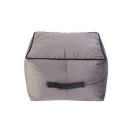 Kaikoo Velvet Stool with Contrast Piping Grey