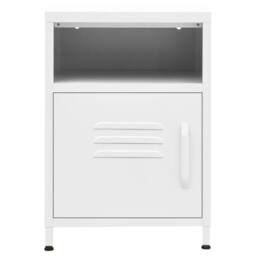 Berkfield Home Nightstand White 35x35x51 cm Steel - Size: 35 x 35 x 51 cm - thumbnail 3