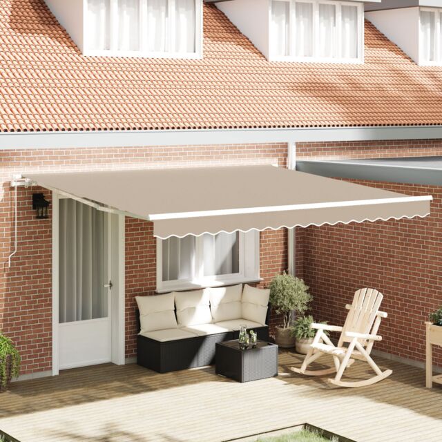 Berkfield Home Manual Retractable Awning Beige 400x300 cm - image 1