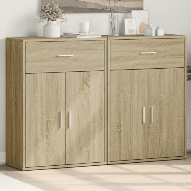 Berkfield Home Sideboards 2 pcs Sonoma Oak 60x30x84 cm Engineered Wood in Brown - Size: 60 x 30 x 84 cm - image 1