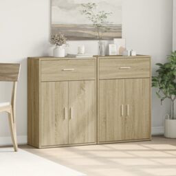Berkfield Home Sideboards 2 pcs Sonoma Oak 60x30x84 cm Engineered Wood in Brown - Size: 60 x 30 x 84 cm - thumbnail 3