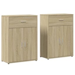 Berkfield Home Sideboards 2 pcs Sonoma Oak 60x30x84 cm Engineered Wood in Brown - Size: 60 x 30 x 84 cm - thumbnail 2