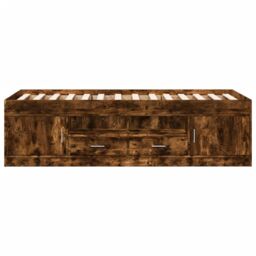 Berkfield Home Daybed with Drawers without Mattress Smoked Oak 100x200 cm in Brown - thumbnail 4