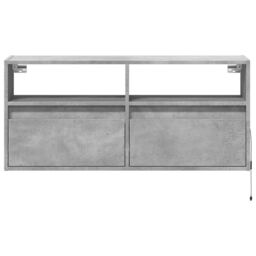Berkfield Home TV Wall Cabinet with LED Lights Concrete Grey 100x31x45 cm - Size: 100 x 31 x 45 cm - thumbnail 6