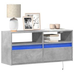 Berkfield Home TV Wall Cabinet with LED Lights Concrete Grey 100x31x45 cm - Size: 100 x 31 x 45 cm - thumbnail 1