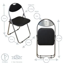 Harbour Housewares Padded Folding Desk Chair in Black - thumbnail 3