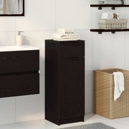 Berkfield Home Bathroom Cabinet Black Oak 32x34x90 cm Engineered Wood - Size: 32 x 34 x 90 cm - thumbnail 1