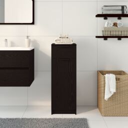 Berkfield Home Bathroom Cabinet Black Oak 32x34x90 cm Engineered Wood - Size: 32 x 34 x 90 cm - thumbnail 4