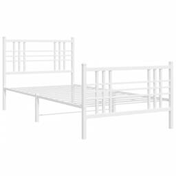 Berkfield Home Metal Bed Frame without Mattress with Footboard White 90x200cm - Size: 90x200 cm - thumbnail 3