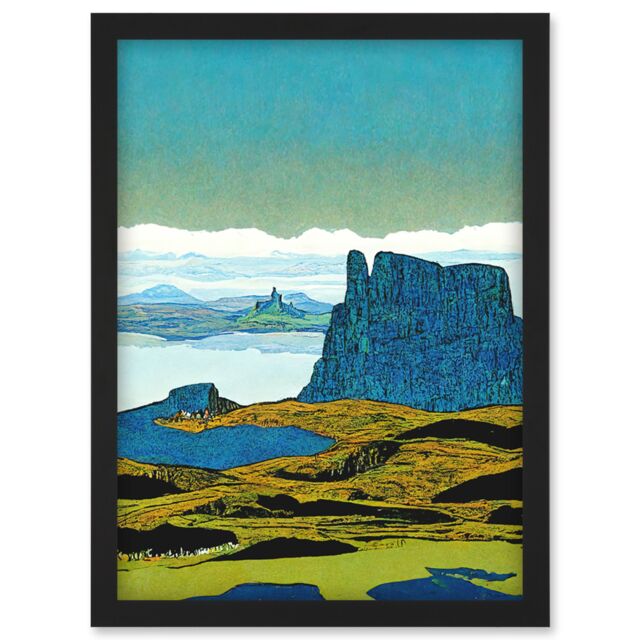 Artery8 The Storr Isle Of Skye Scottish Landscape Artwork Framed Wall Art Print A4 in Black - image 1