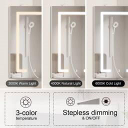 KEEPREAPER LED Corner Bathroom Mirror Cabinet 40x60cm Wall Mounted Storage in White - Size: 40x60 cm - thumbnail 2