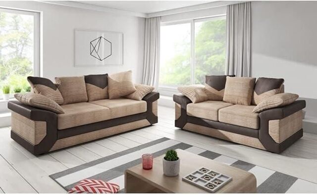 Furnishings For Less UK Dino Large Fabric Sofa Suite - Scatter 3 Seater & 2 Seater in Brown - image 1