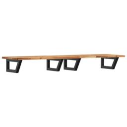 Berkfield Home Basin Shelf Wall Mounted Steel & Solid Wood Acacia in Brown